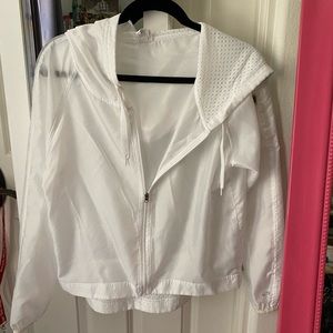 Thin white champion windbreaker